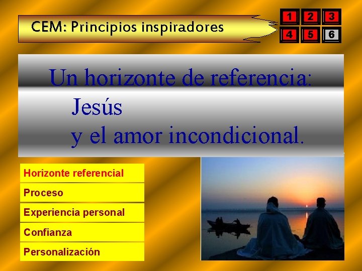 CEM: Principios inspiradores 1 2 3 4 5 6 Un horizonte de referencia: Jesús