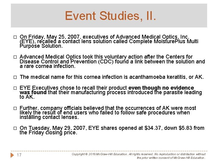 Event Studies, II. � On Friday, May 25, 2007, executives of Advanced Medical Optics,
