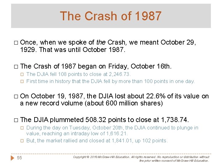 The Crash of 1987 � Once, when we spoke of the Crash, we meant