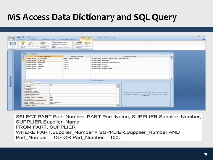 MS Access Data Dictionary and SQL Query 17 
