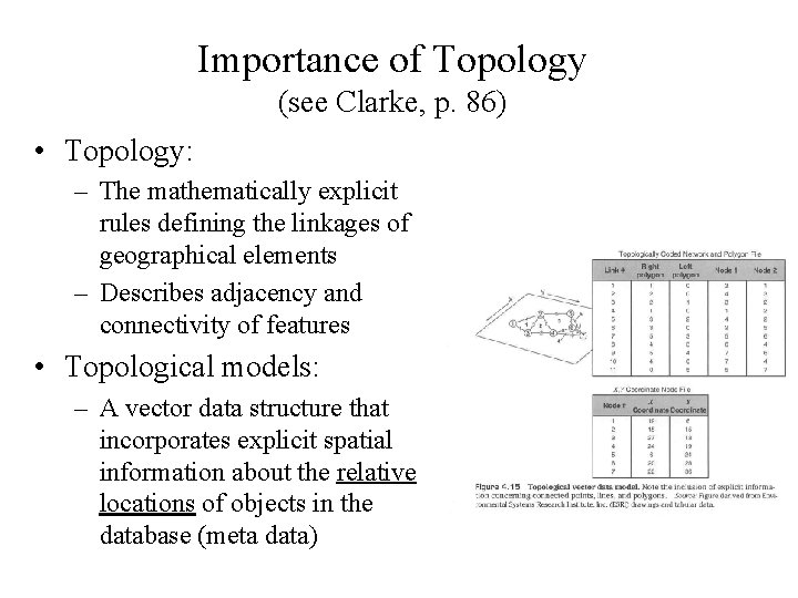 Importance of Topology (see Clarke, p. 86) • Topology: – The mathematically explicit rules