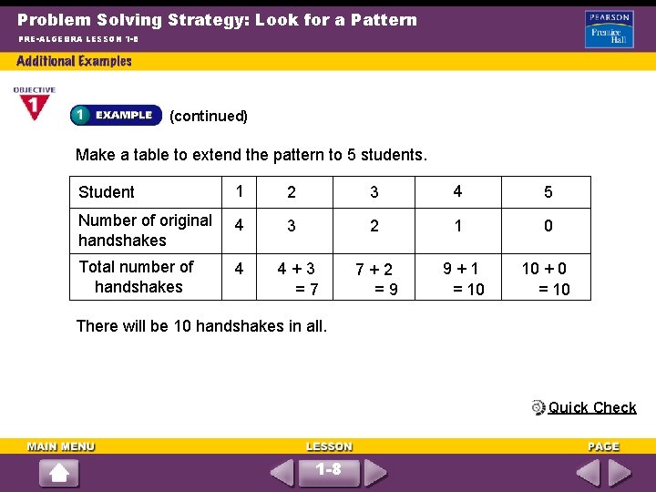 Problem Solving Strategy: Look for a Pattern PRE-ALGEBRA LESSON 1 -8 (continued) Make a