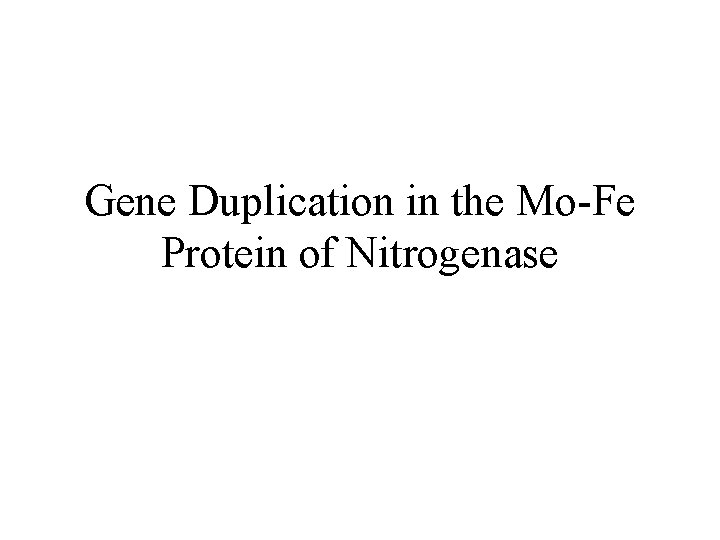 Gene Duplication in the Mo-Fe Protein of Nitrogenase 