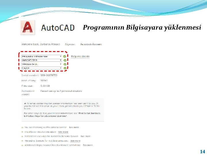 Programının Bilgisayara yüklenmesi 14 