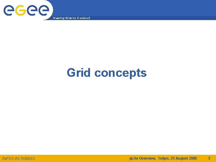 Enabling Grids for E-scienc. E Grid concepts INFSO-RI-508833 g. Lite Overview, Tokyo, 25 August