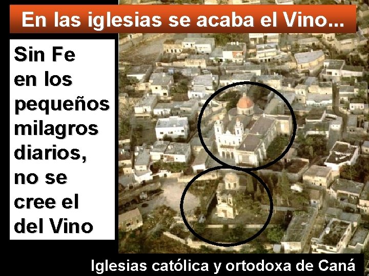 En las iglesias se acaba el Vino. . . Sin Fe en los pequeños