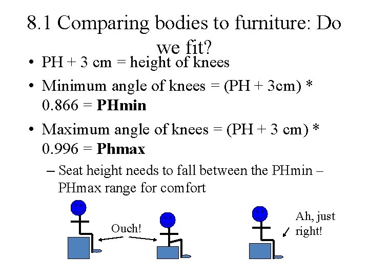 8. 1 Comparing bodies to furniture: Do we fit? • PH + 3 cm 8. 1 Comparing bodies to furniture: Do we fit? • PH + 3 cm