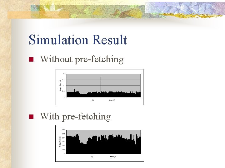 Simulation Result n Without pre-fetching n With pre-fetching 