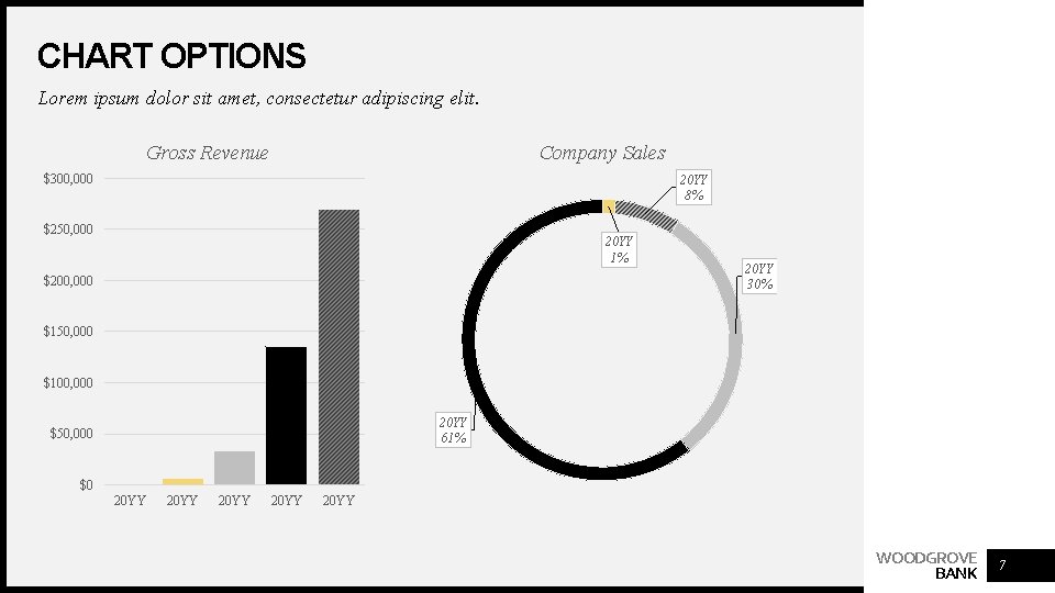 CHART OPTIONS Lorem ipsum dolor sit amet, consectetur adipiscing elit. Gross Revenue Company Sales