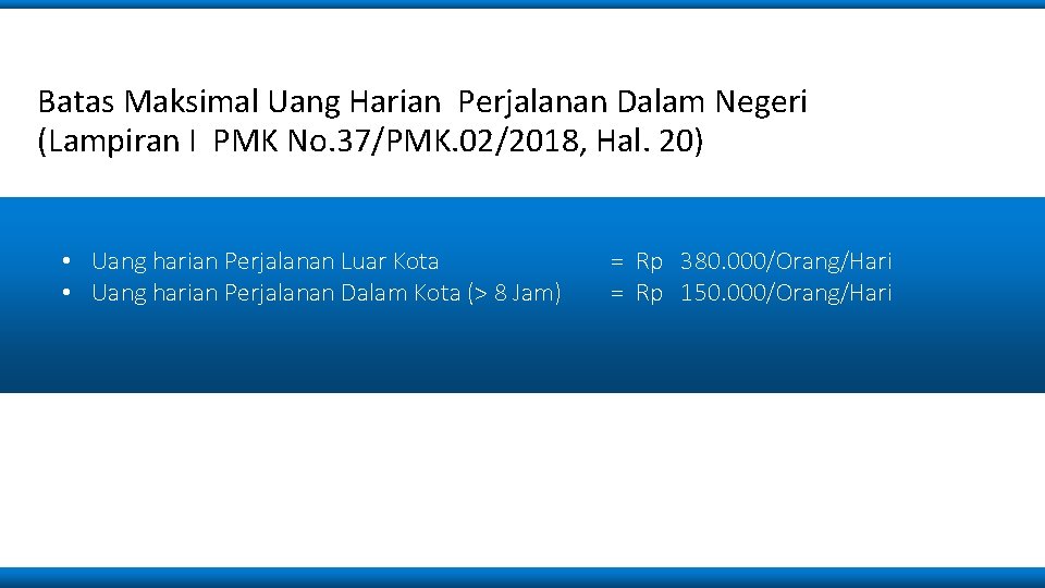 Batas Maksimal Uang Harian Perjalanan Dalam Negeri (Lampiran I PMK No. 37/PMK. 02/2018, Hal.