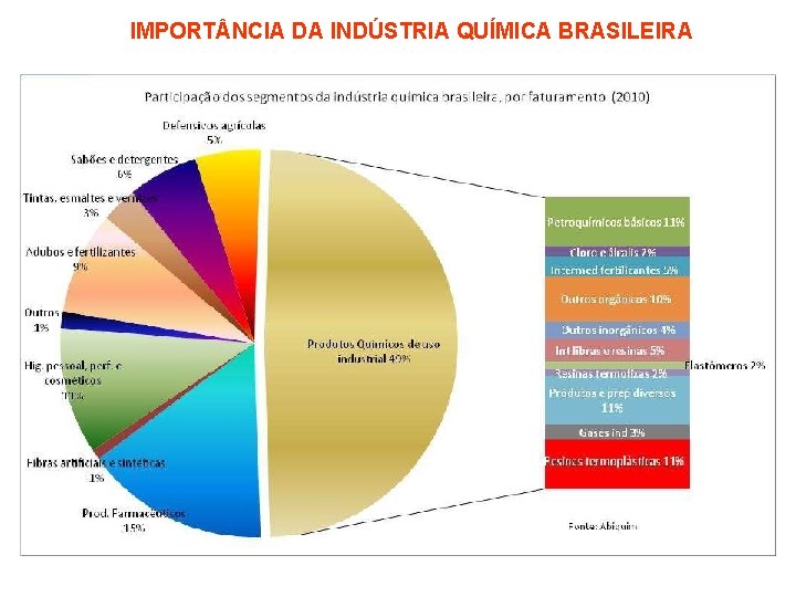 IMPORT NCIA DA INDÚSTRIA QUÍMICA BRASILEIRA 