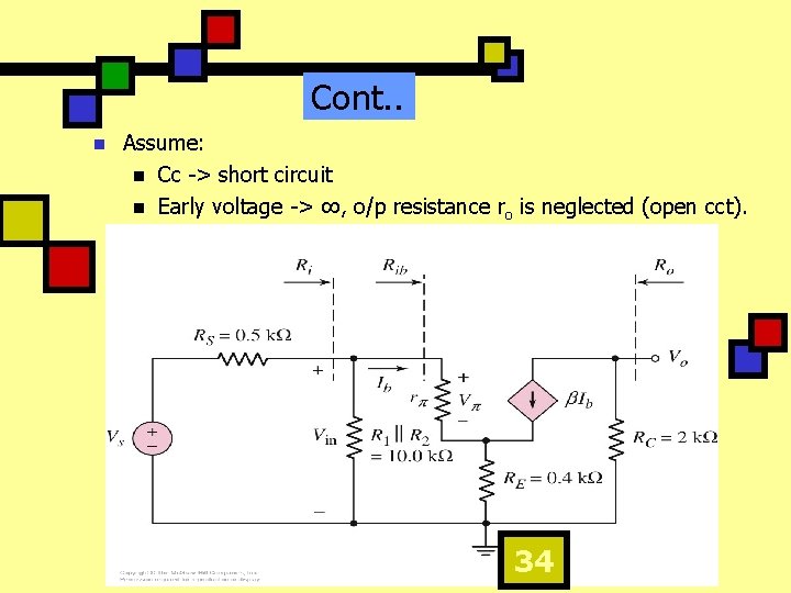 Cont. . n Assume: n Cc -> short circuit n Early voltage -> ∞,