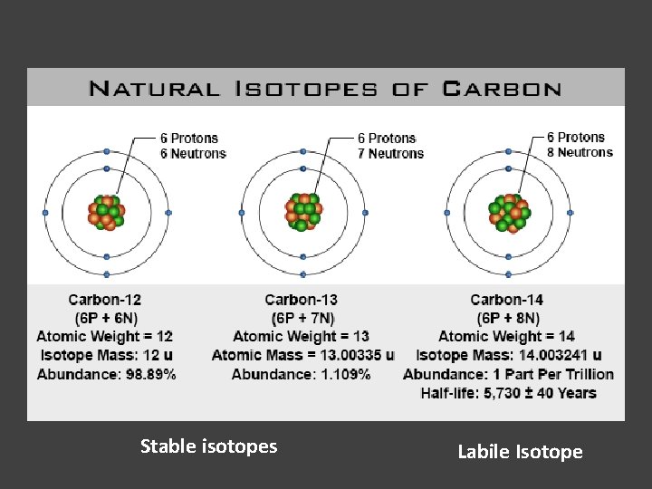 Stable isotopes Labile Isotope 