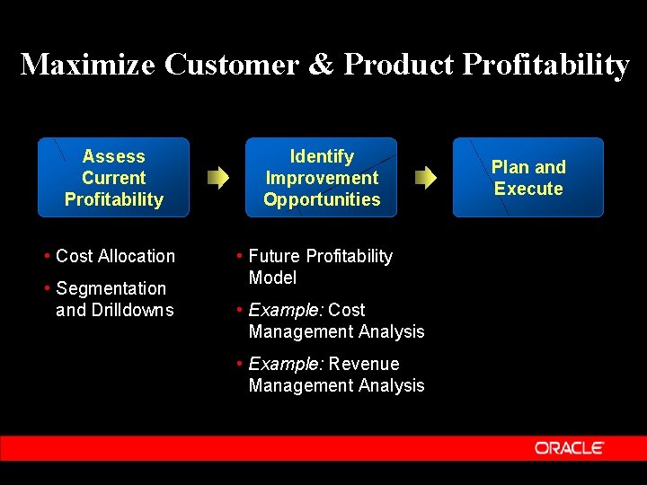 Maximize Customer & Product Profitability Assess Current Profitability • Cost Allocation • Segmentation and