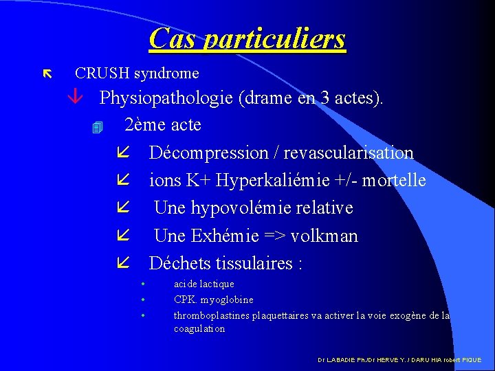 Cas particuliers ë CRUSH syndrome â Physiopathologie (drame en 3 actes). 4 2ème acte