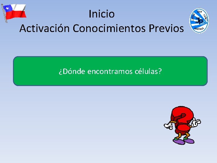 Inicio Activación Conocimientos Previos ¿Dónde encontramos células? 