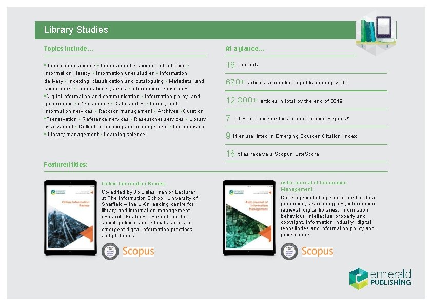 Library Studies Topics include… At a glance… • Information science • Information behaviour and