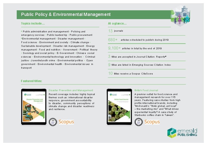 Public Policy & Environmental Management Topics include… At a glance… • Public administration and