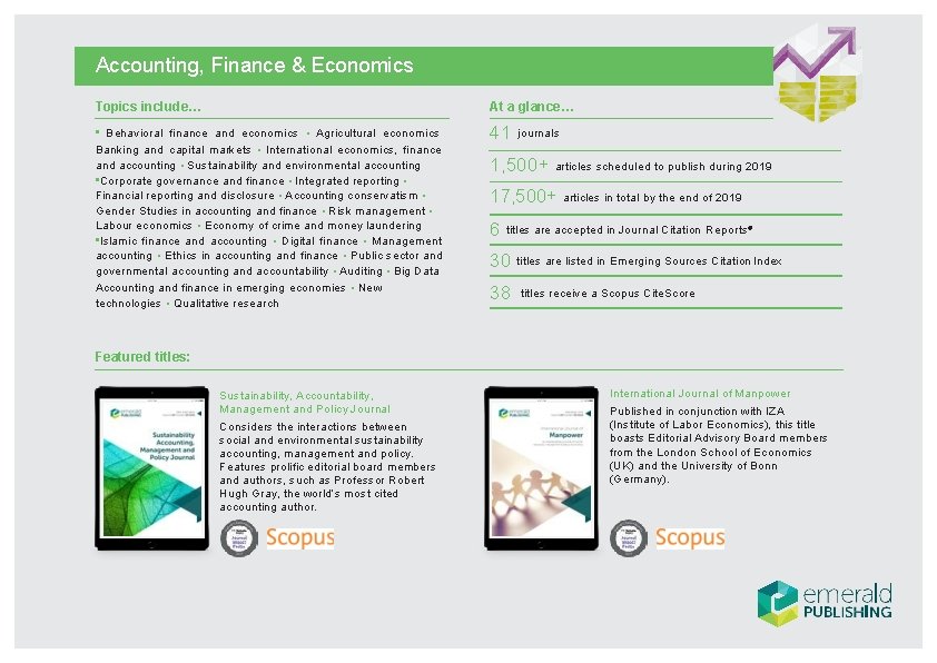 Accounting, Finance & Economics Topics include… At a glance… • Behavioral finance and economics