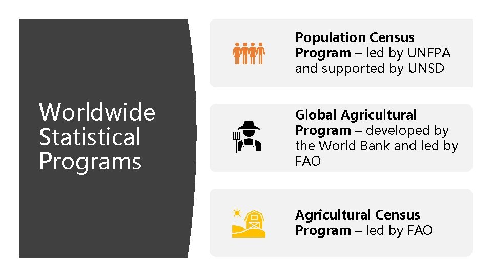 Population Census Program – led by UNFPA and supported by UNSD Worldwide Statistical Programs