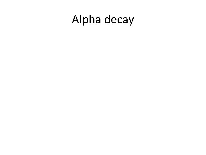 Alpha decay 