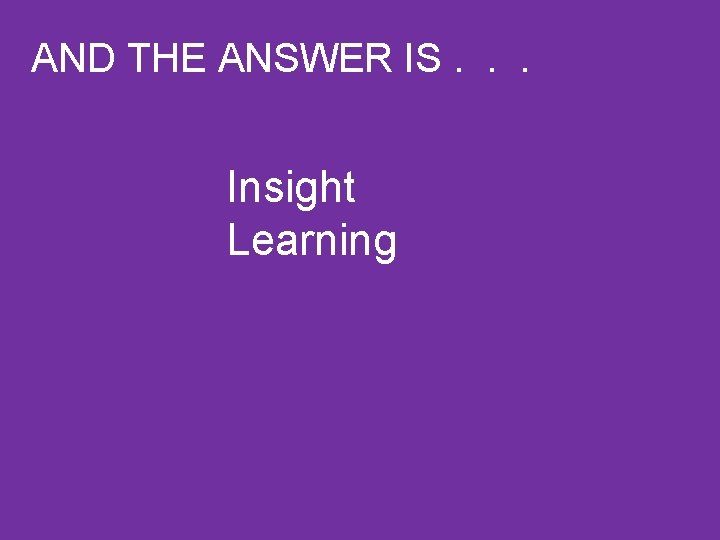 AND THE ANSWER IS. . . Insight Learning 