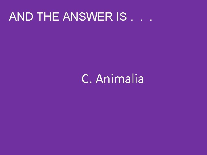 AND THE ANSWER IS. . . C. Animalia 