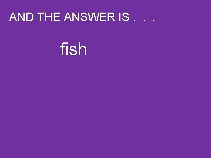 AND THE ANSWER IS. . . fish 