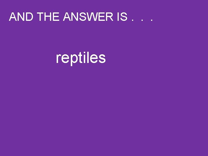 AND THE ANSWER IS. . . reptiles 