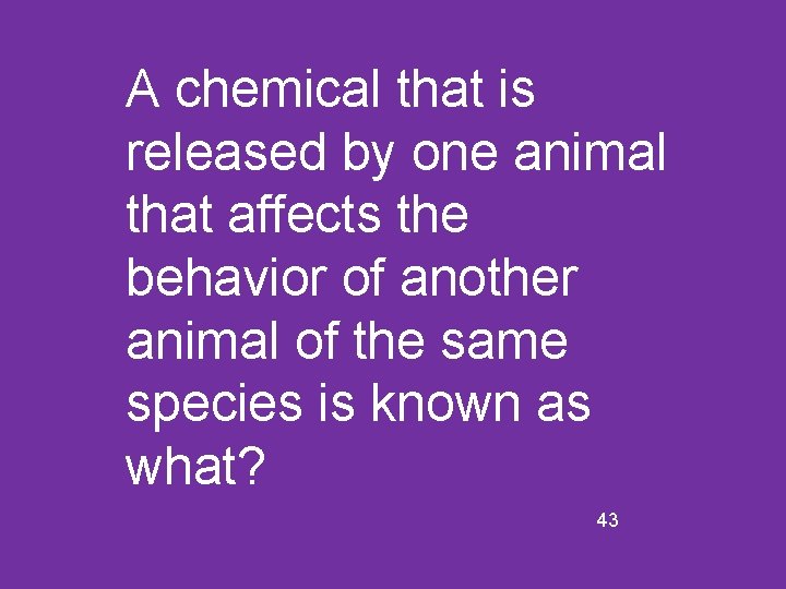 A chemical that is released by one animal that affects the behavior of another