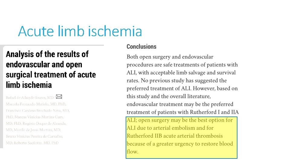 Acute limb ischemia 
