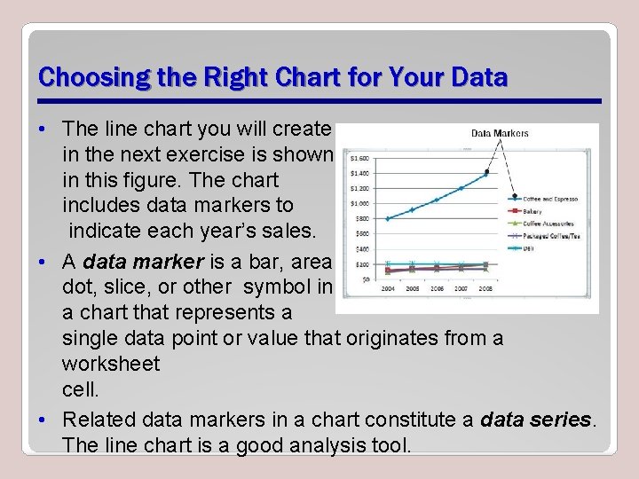 Choosing the Right Chart for Your Data • The line chart you will create