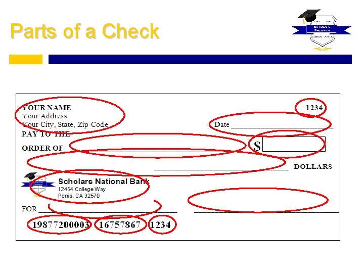 Parts of a Check 