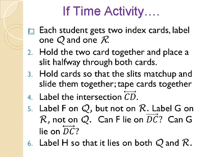 If Time Activity…. � 