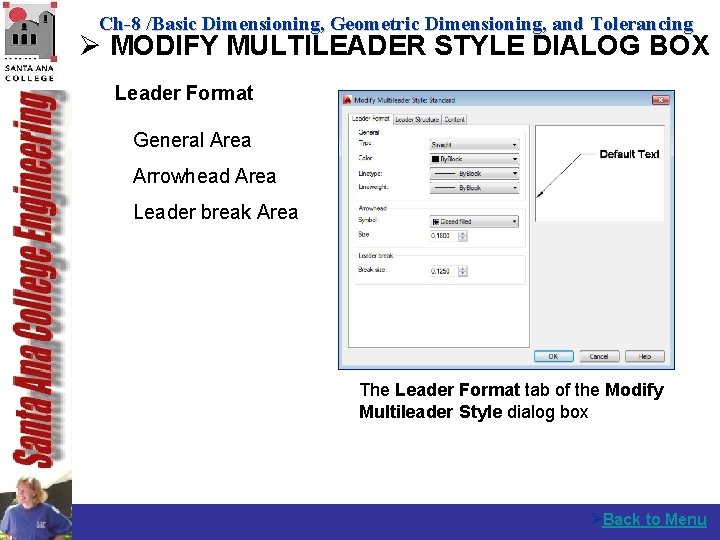Ch-8 /Basic Dimensioning, Geometric Dimensioning, and Tolerancing Ø MODIFY MULTILEADER STYLE DIALOG BOX Leader