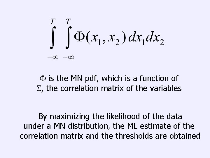  is the MN pdf, which is a function of , the correlation matrix