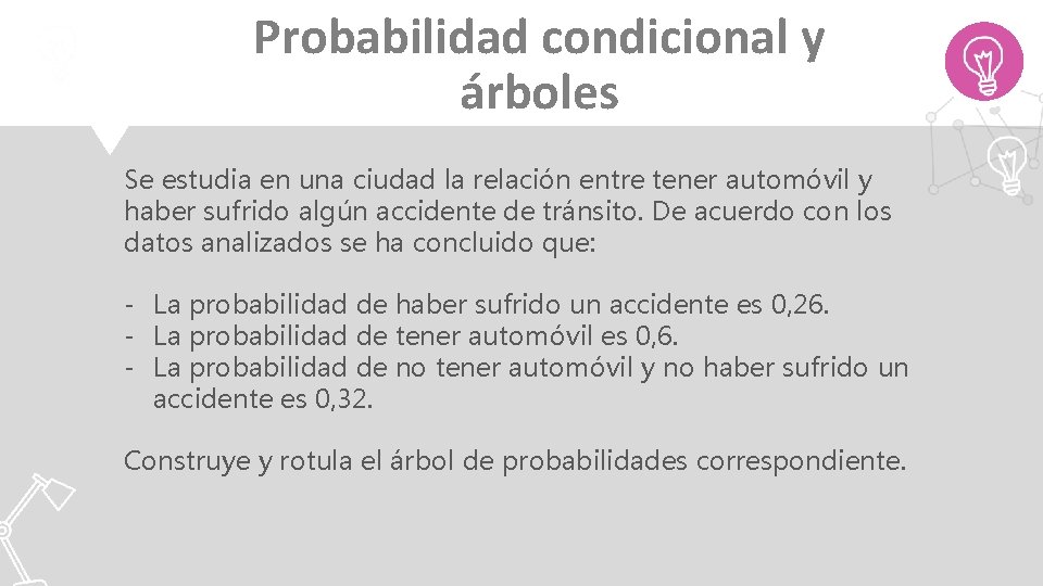 Probabilidad condicional y árboles Se estudia en una ciudad la relación entre tener automóvil