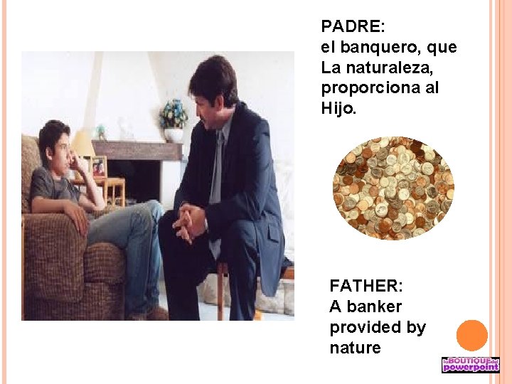 PADRE: el banquero, que La naturaleza, proporciona al Hijo. FATHER: A banker provided by