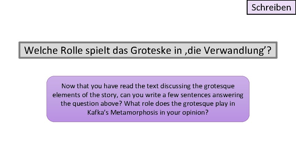 Schreiben Welche Rolle spielt das Groteske in , die Verwandlung’? Now that you have