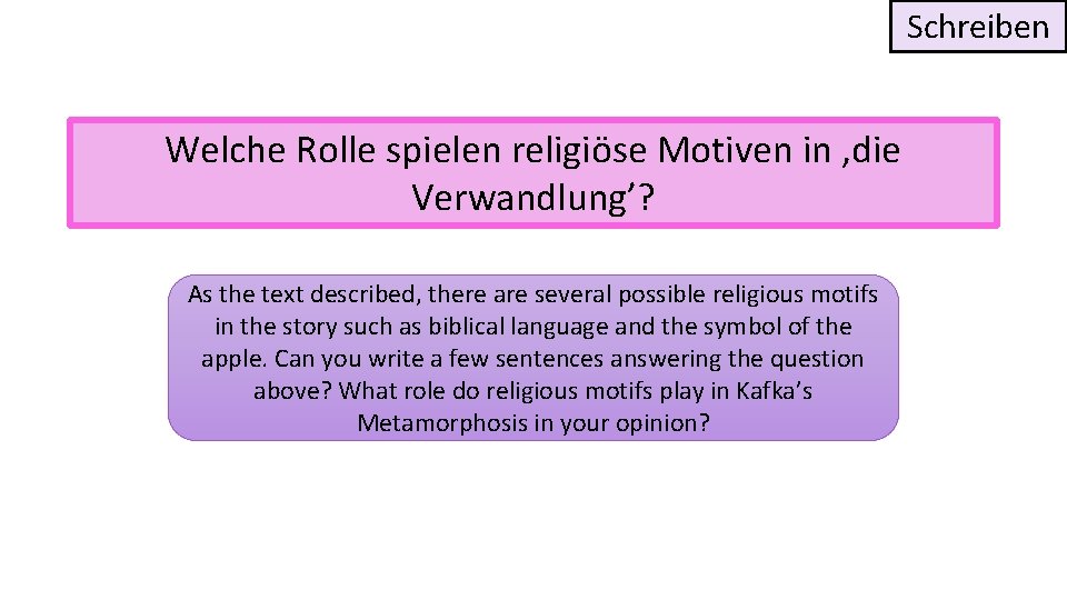 Schreiben Welche Rolle spielen religiöse Motiven in , die Verwandlung’? As the text described,