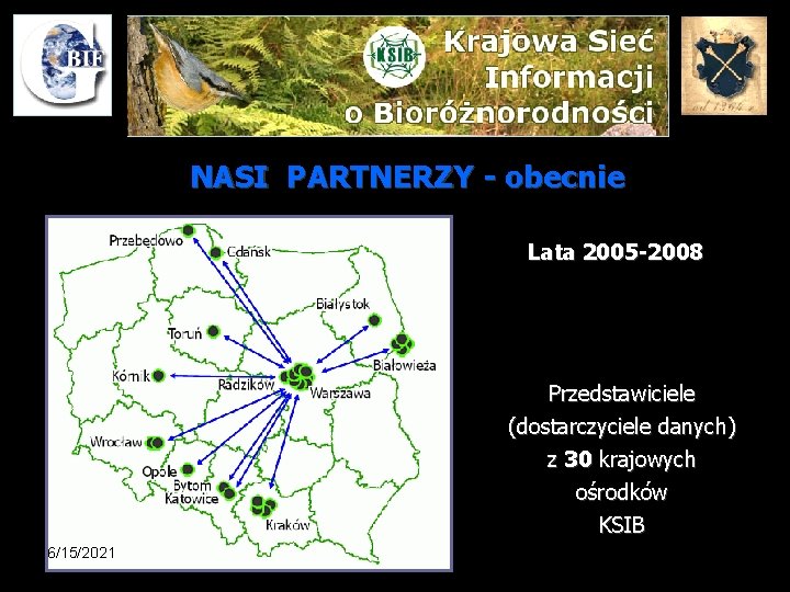 NASI PARTNERZY - obecnie Lata 2005 -2008 Przedstawiciele (dostarczyciele danych) z 30 krajowych ośrodków