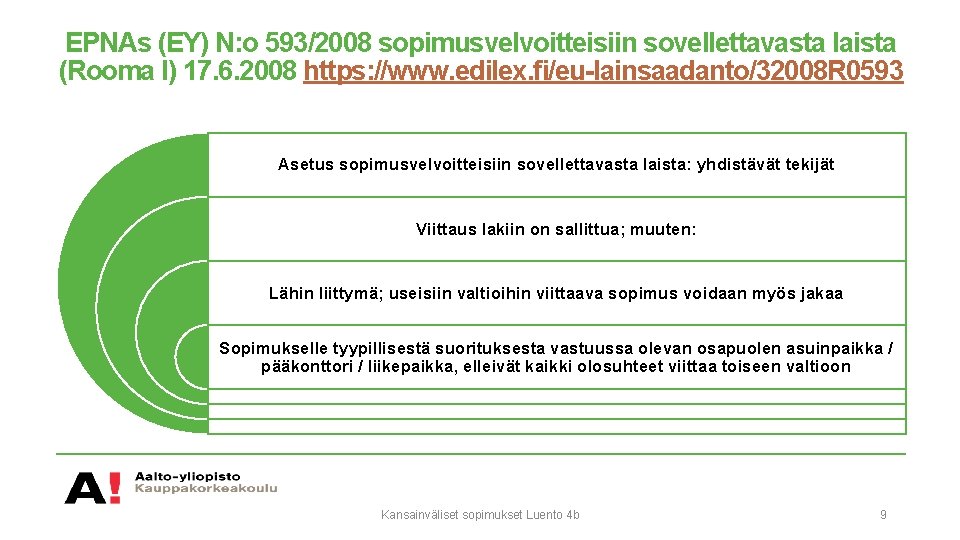 EPNAs (EY) N: o 593/2008 sopimusvelvoitteisiin sovellettavasta laista (Rooma I) 17. 6. 2008 https: