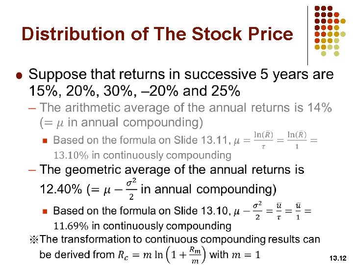 Distribution of The Stock Price l 13. 12 