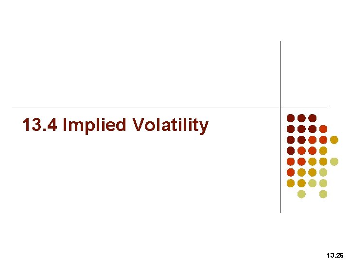 13. 4 Implied Volatility 13. 26 