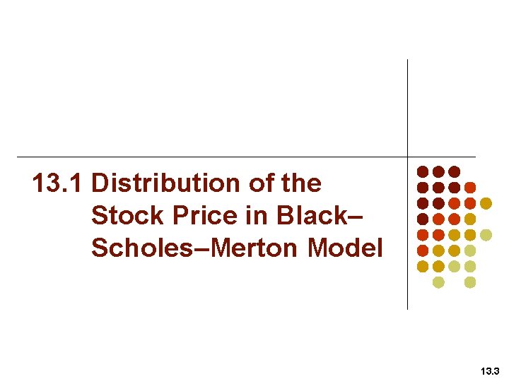 13. 1 Distribution of the Stock Price in Black– Scholes–Merton Model 13. 3 