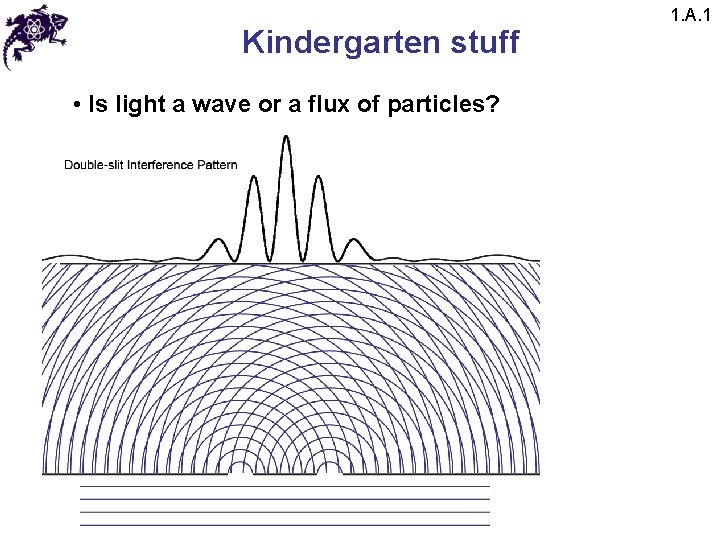 Kindergarten stuff • Is light a wave or a flux of particles? 1. A.