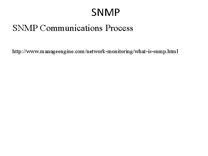 SNMP Communications Process http: //www. manageengine. com/network-monitoring/what-is-snmp. html 