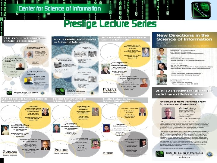 Center for Science of Information Prestige Lecture Series Science & Technology Centers Program 27