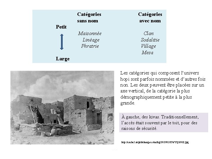 Catégories sans nom Catégories avec nom Maisonnée Linéage Phratrie Clan Sodalitie Village Mesa Petit