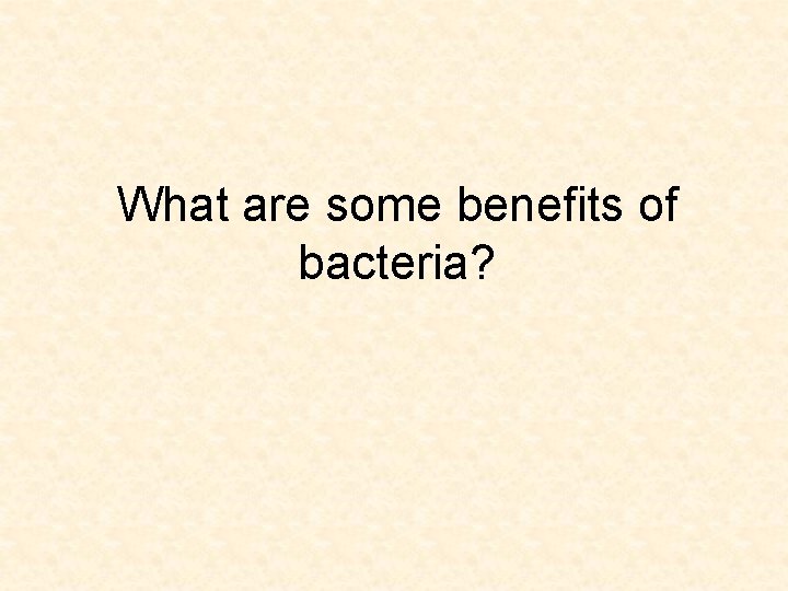 What are some benefits of bacteria? 